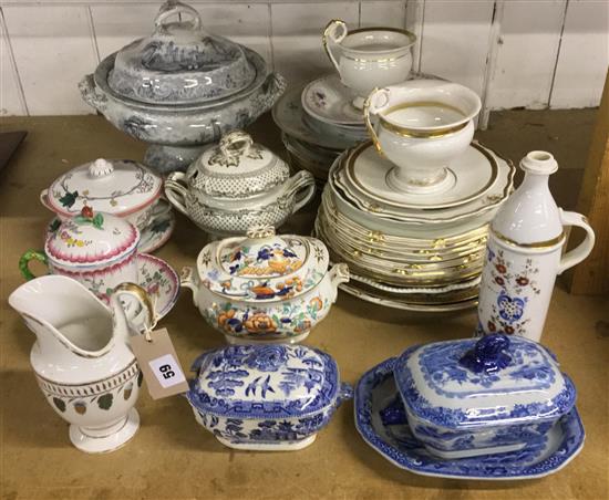 Qty tureens, famille rose plate etc